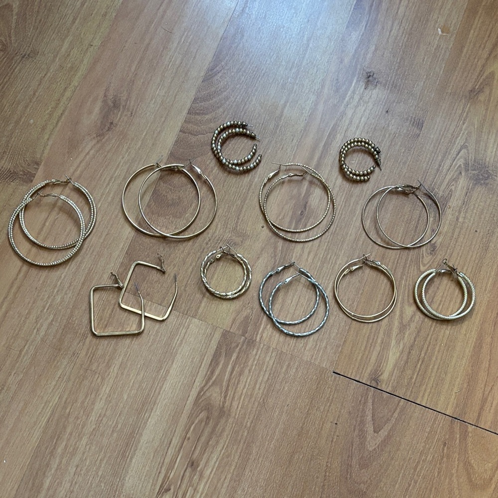 Gold and Silver Hoop Earring Set